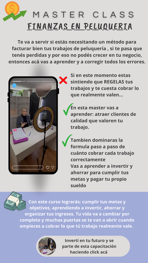 Masterclass: método para cobrar bien tus trabajos de peluqueria y no tener pérdida 