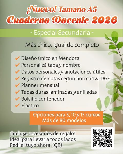 Cuaderno Docente 2026- Nuevo TAMAÑO A5 - POCKET