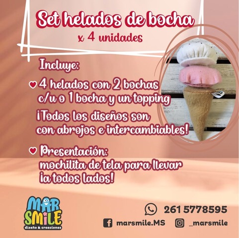  Set Helados de Bocha x4 