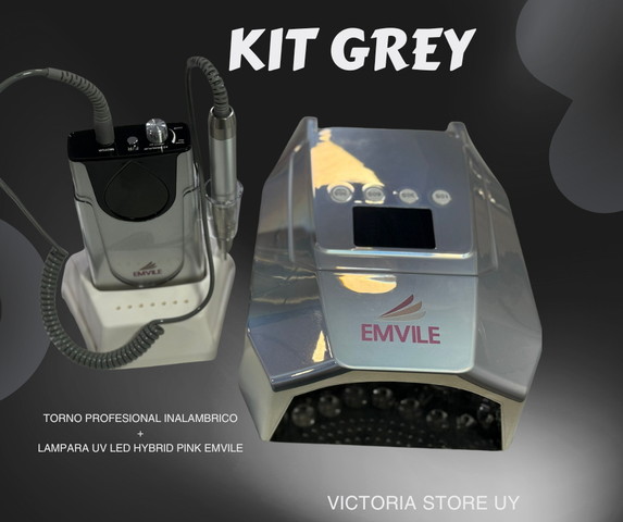 KIT GREY - LAMPARA EMVILE + TORNO INALAMBRICO 