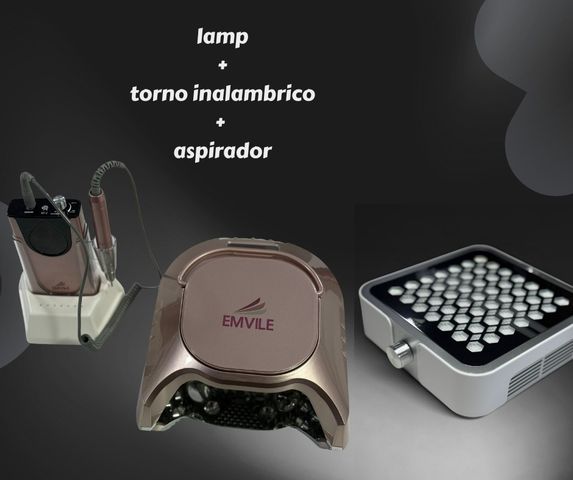 Lampara/Cabina Uv LED + Torno Inalámbrico + Aspirador Emvile 