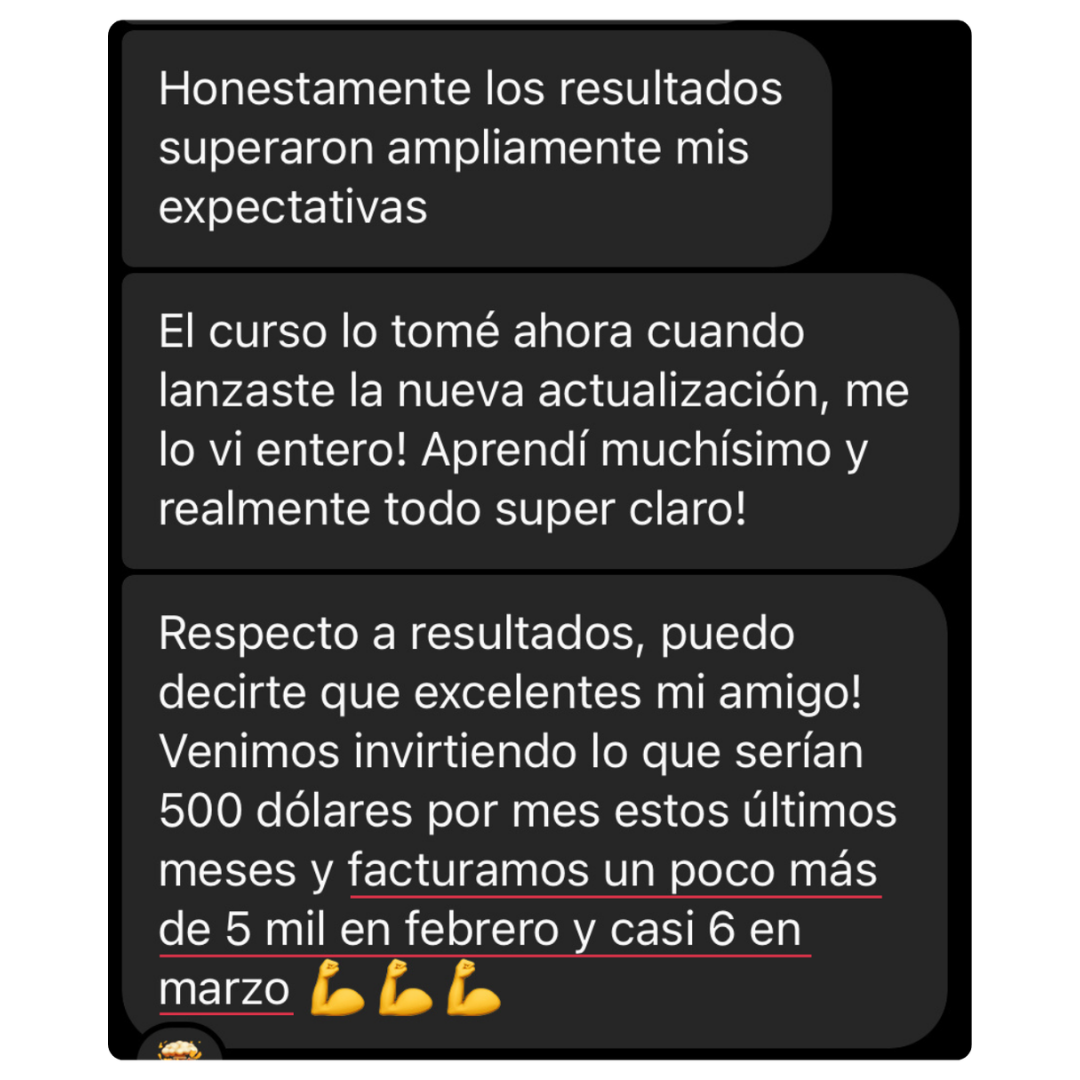Testimonio de una alumna con resultados concretos después de aplicar el curso