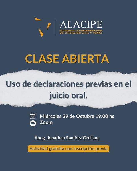 USO DE DECLARACIONES PREVIAS EN JUICIO ORAL- CLASE ABIERTA