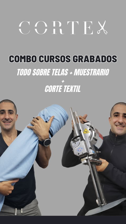 Combo Cursos Grabados: Corte Textil + Todo Sobre Telas + Muestrario