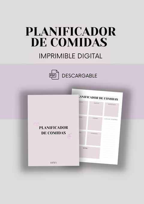 Planificador Semanal De Comidas PDF Descargable Imprimible