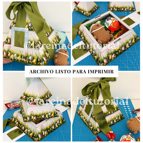 CAJA PIRAMIDE PASCUAS DE 17X17 CM