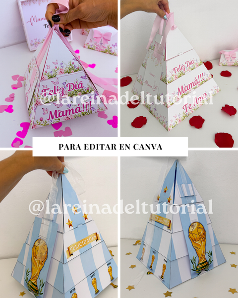 KIT DE PLANTILLA EDITABLE CAJA PIRAMIDE