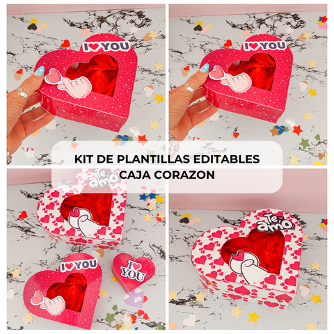 KIT DE PLANTILLAS CAJA CORAZON