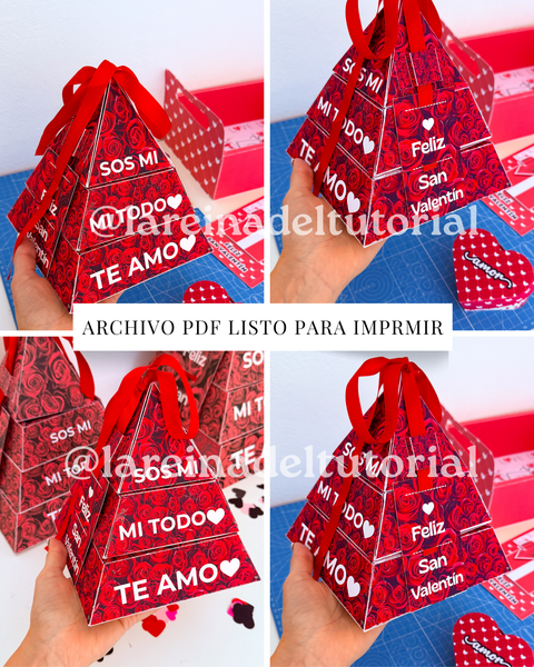 CAJA PIRAMIDE SAN VALENTIN CHICA (17X17X5 CM)