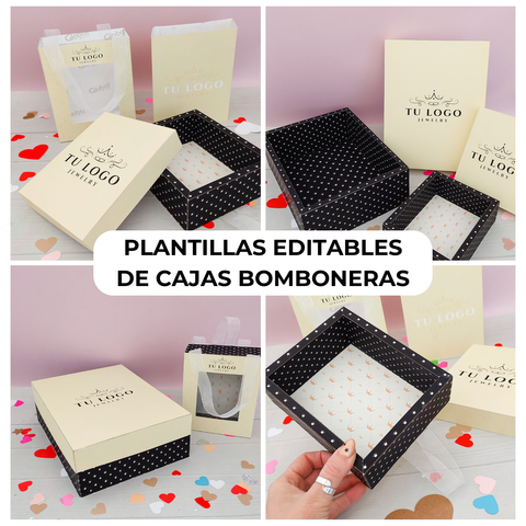 PACKAGING EDITABLE KIT DE CAJAS BOMBONERAS