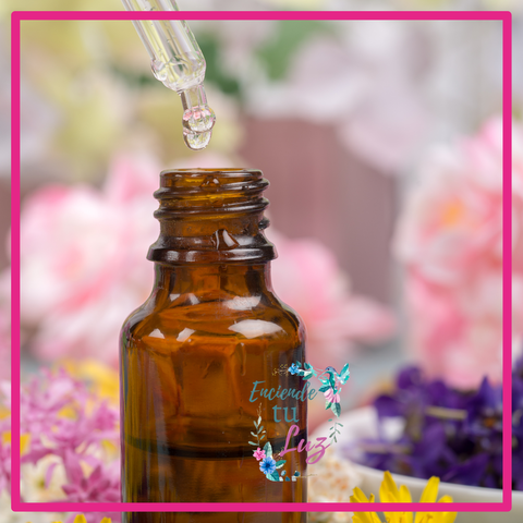Frasco con Fórmula/Preparación Flores de Bach + Cromoterapia + Gemoterapia.