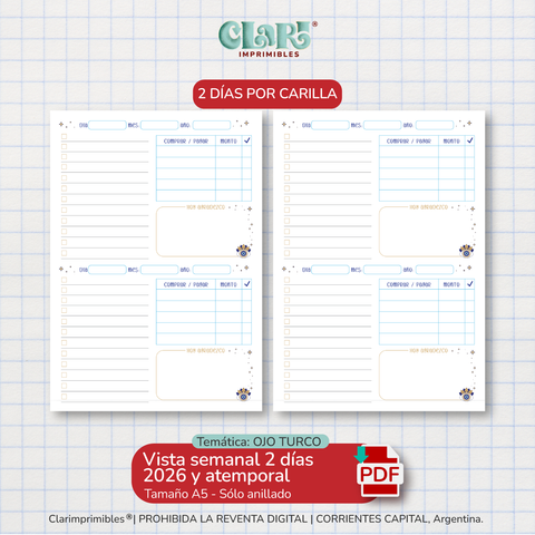 Semanal 2 días por carilla - OJO TURCO