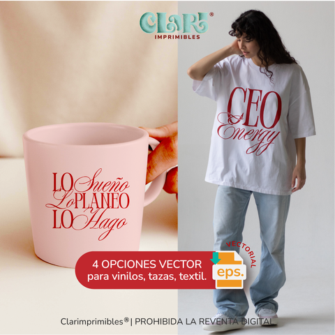 Kit x4 Frases Vector (sublimación, vinilo de corte, bordados)