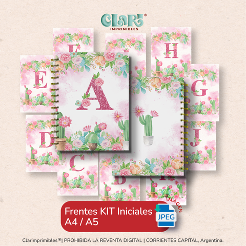 KIT Tapas 25 Iniciales Rosa A4/A5
