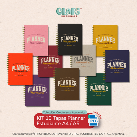 KIT 10 Tapas Planner Estudiante A4/A5