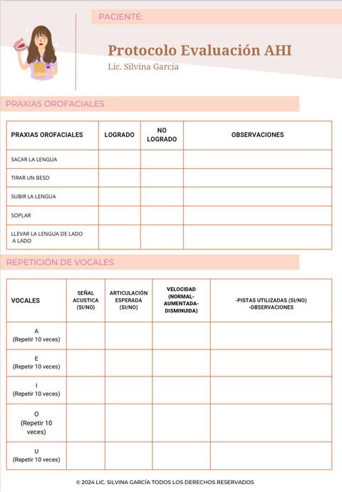 Protocolo Evaluación Apraxia del habla infantil     