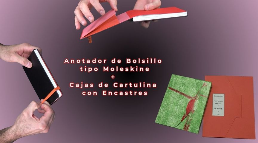 Combo Anotador de Bolsillo tipo Moleskine + Caja de Cartulina con Encastres