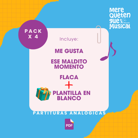 Combo 3 partituras + Plantilla en blanco