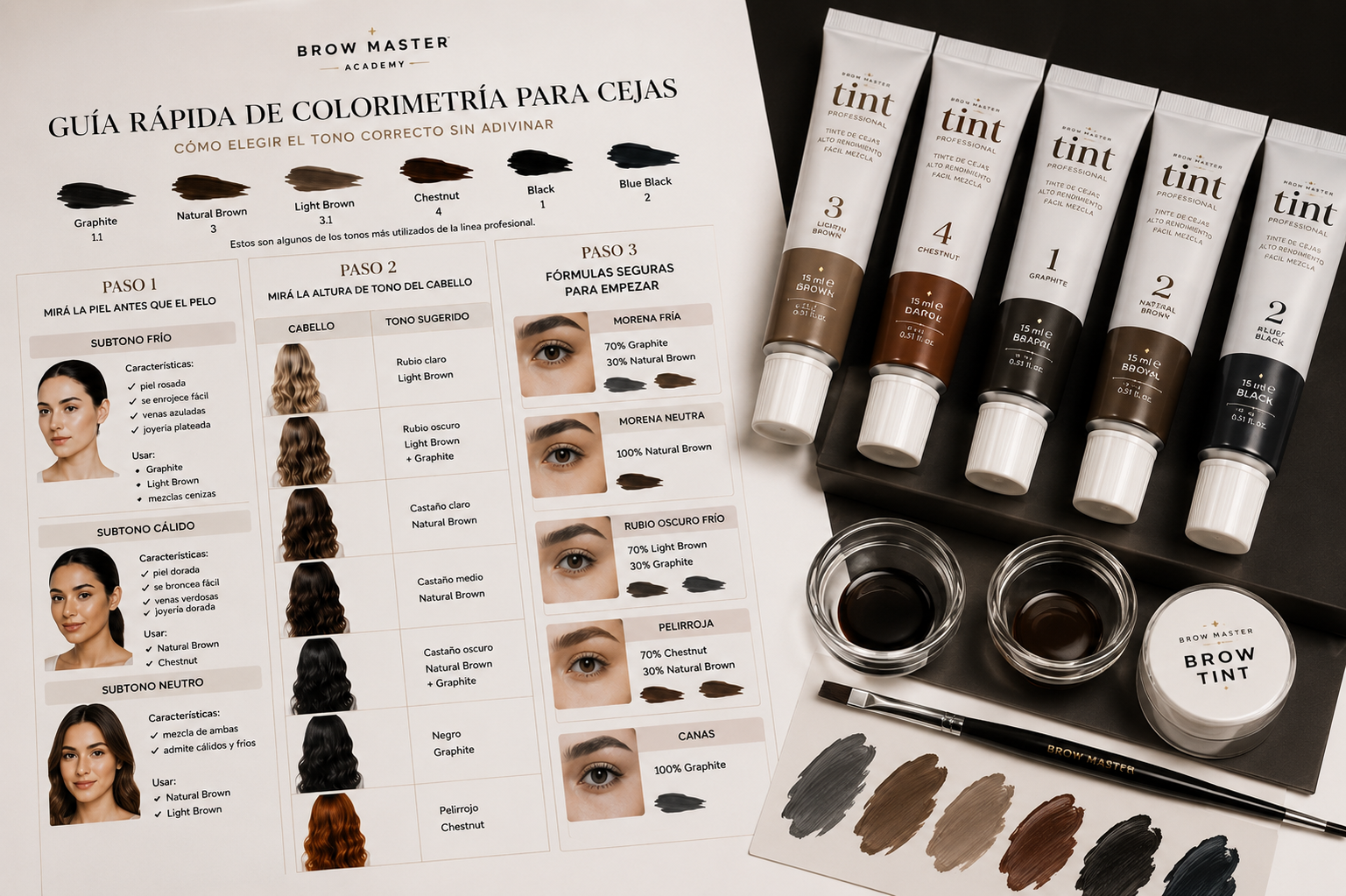 Guía de colorimetría para cejas y tintes profesionales
