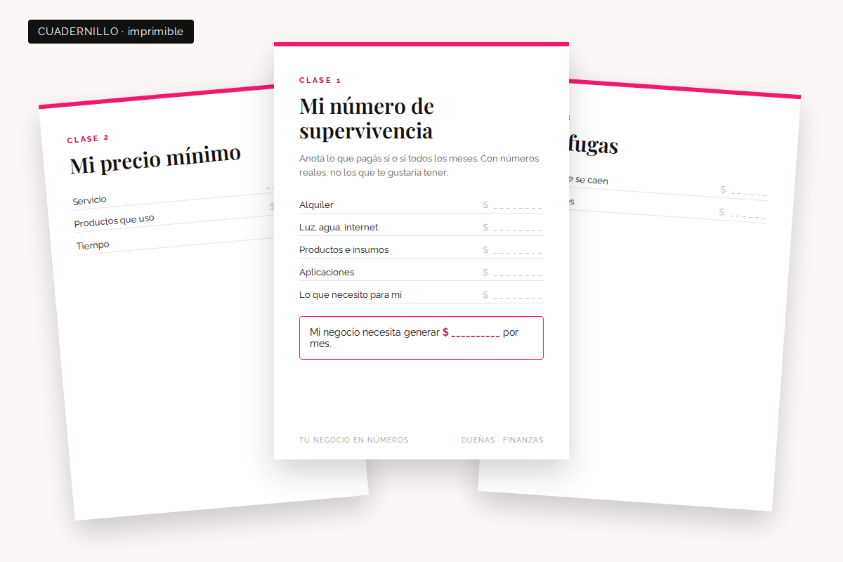 Cuadernillo imprimible Tu negocio en números