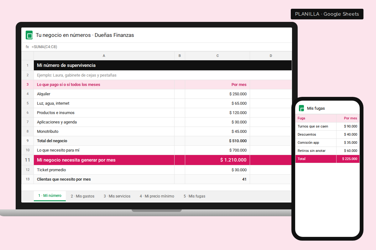 Planilla Tu negocio en números en Google Sheets