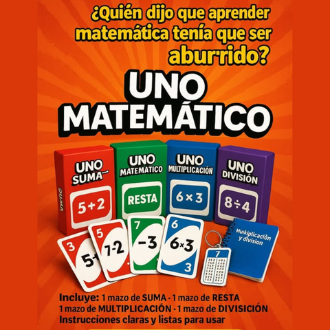 🧠​ JUEGO IMPRIMIBLE UNO de Matemáticas