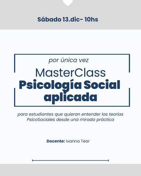 MASTERCLASS DE PSICOLOGÍA SOCIAL APLICADA