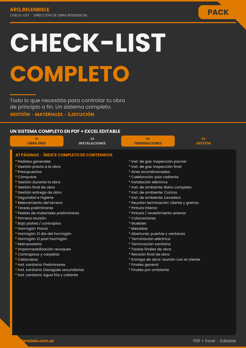 Check-List Dirección de Obra Residencial — Pack Completo