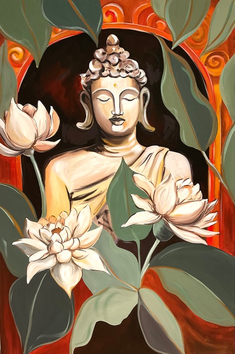 Obra “Buda y Lotos”