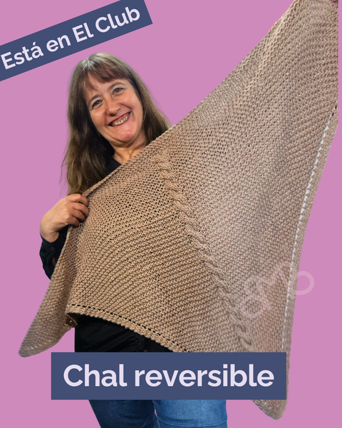 Chal con trenza reversible