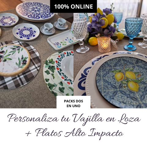 Packs: Platos Alto Impacto y Personaliza tu Vajilla en Loza