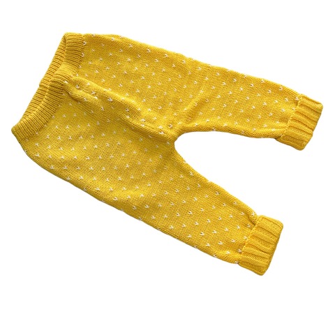 Pantalón pelele tejido algodón 0a3m amarillo y blanco