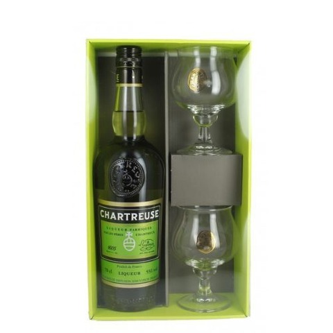 Chartreuse Verde Set con 2 Copas