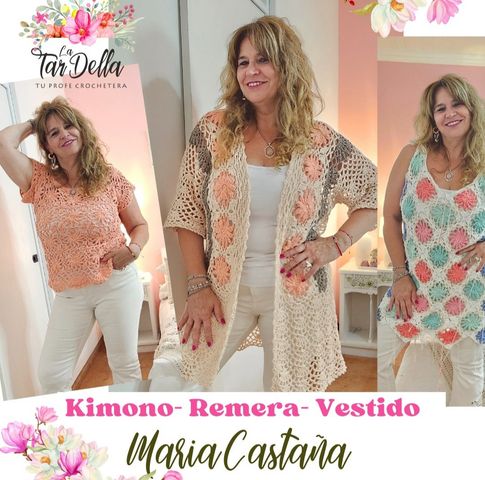 MARIA CASTAÑA - Kimono, Remera y Vestido 