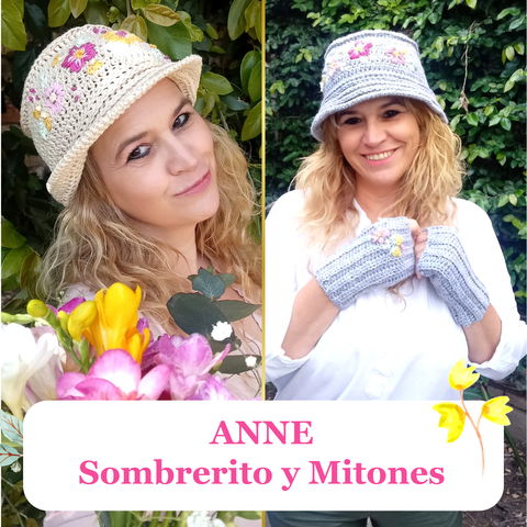 ANNE - Sombrerito y Mitones - CROCHET y BORDADO