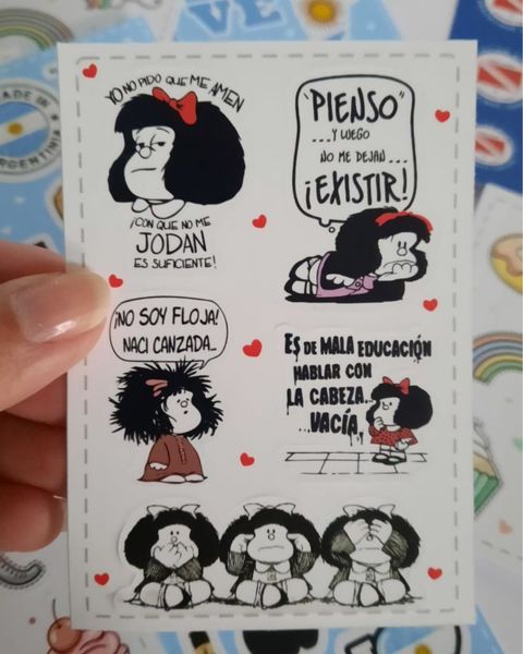  Plancha de Stickers de Mafalda – 5 diseños