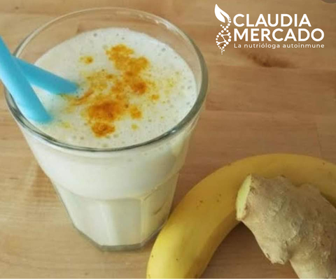 Batido de Antiinflamatorio de jengibre y cúrcuma.