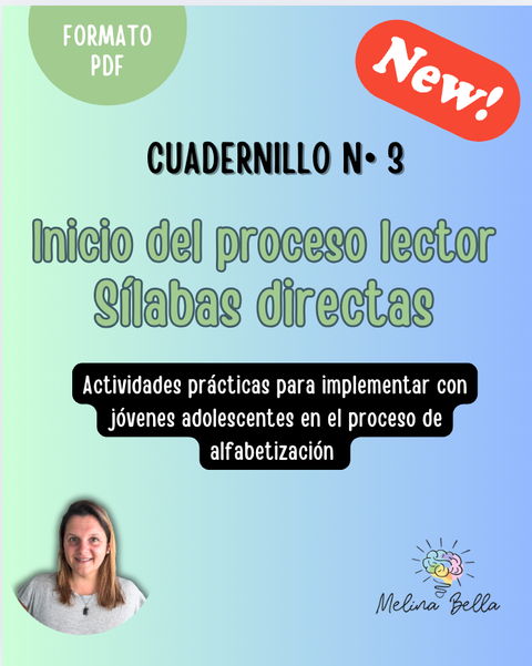 NUEVO!! Cuadernillo de sílabas directas para adolescentes con imágenes reales