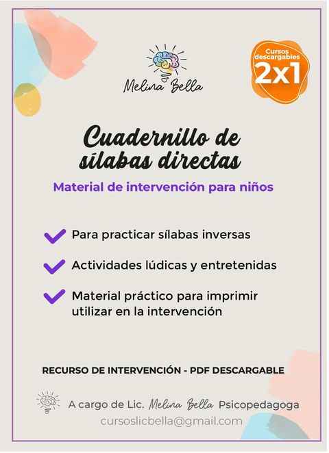 Cuadernillo Nº 8: Inicio del proceso lector. Sílabas directas