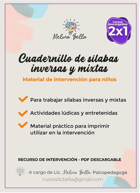 Cuadernillo Nº 9: Inicio del proceso lector. Sílabas inversas y mixtas