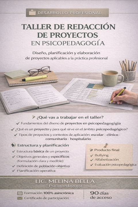 Taller Redacción de proyectos en Psicopedagogía