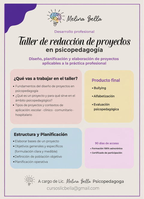 Taller Redacción de proyectos en Psicopedagogía