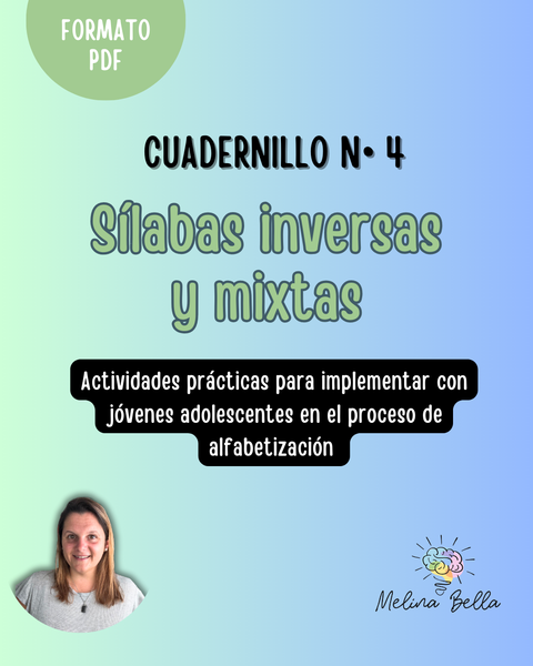 NUEVO!! Cuadernillo de sílabas inversas y mixtas  para adolescentes con imágenes reales