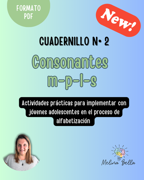 NUEVO! Cuadernillo del principio alfabético M-P-L-S para jóvenes con imágenes reales