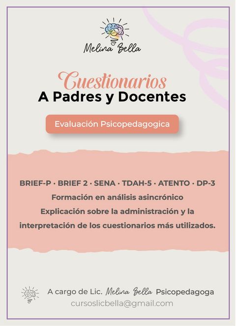 Cuestionarios a padres, docentes y autoinforme
