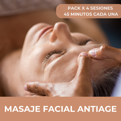 Masaje Antiage Facial con Drenaje Linfático- Pack x 4