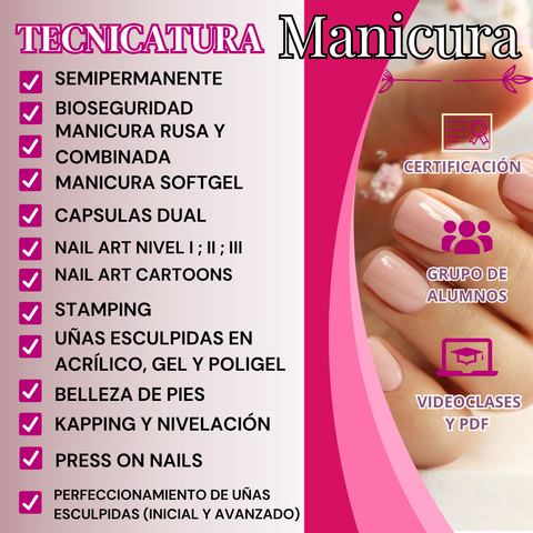 Tecnicatura en manicura (15 cursos) 