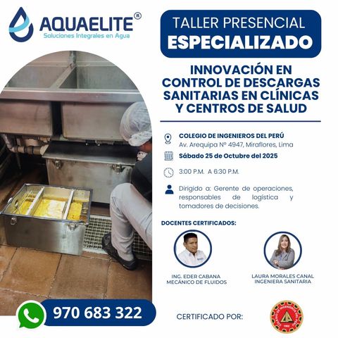 COMBO TALLER CONTROL DESCARGAS VMA CLINICAS, COCINAS, CENTROS MEDICOS