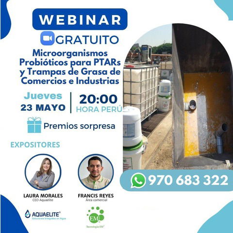 Webinar: Microorganismos Probióticos para PTARs y trampas de grasa de comercios e industrias.