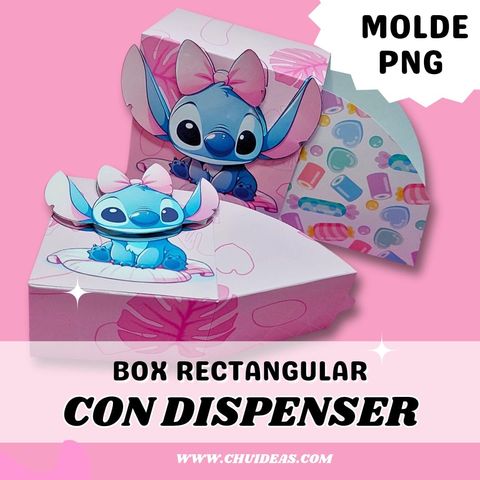 BOX RECTANGULAR CON DISPENSER DE GOLOSINAS MOLDE PNG X2